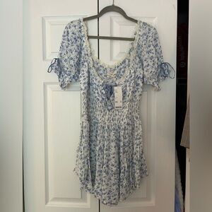 Urban Outfitters Floral Blue and White Women's Romper
